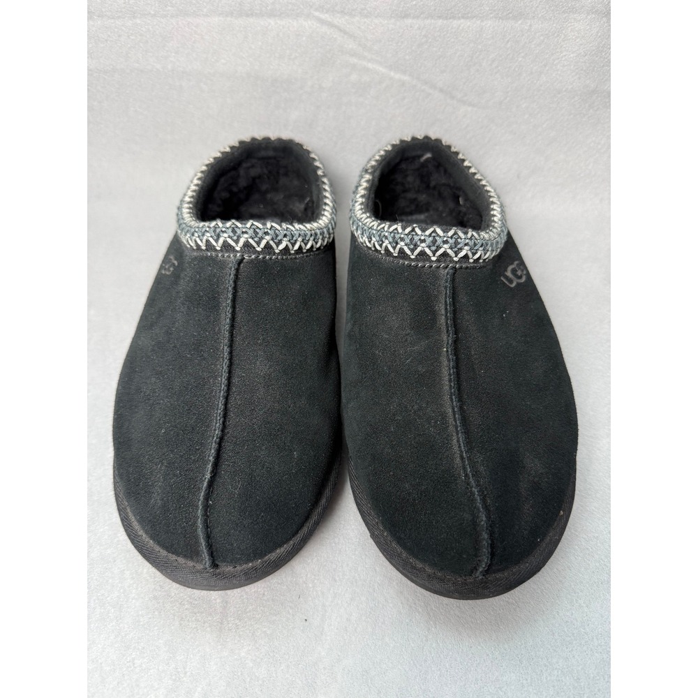 UGG Tasman Black Suede Embroidered Braid Slippers 5950 Mens 11 Womens 12